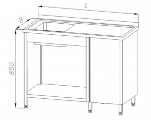 Stół ze zlewem 1-komorowym i półką oraz małą szafką E2085 EGAZ