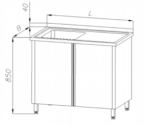 Stół-szafka 2-drzwiowa ze zlewem E2060 EGAZ