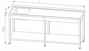 Stół nierdzewny ze zlewem na 6 nogach E2031EGAZ