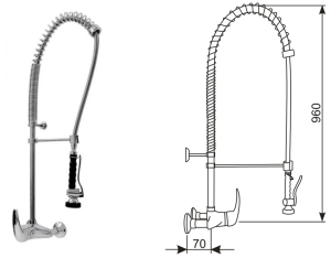 Bateria ścienna ze spryskiwaczem, jednouchwytowa OMEGA 05