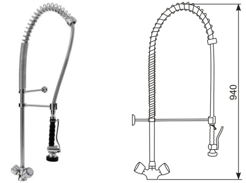 Bateria stojąca ze spryskiwaczem i pokrętłami OMEGA 01