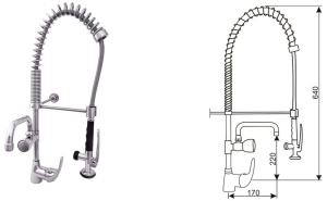 Bateria stojąca ze spryskiwaczem i wylewką MINI 2 C