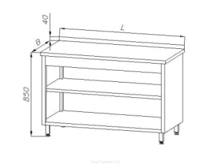 Stół - szafka otwarta z półką,  E1050 EGAZ
